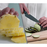COUTEAU SANTOKU TITANIUM FRESH KITCHEN TEFAL 12CM + COUVRE-LAME