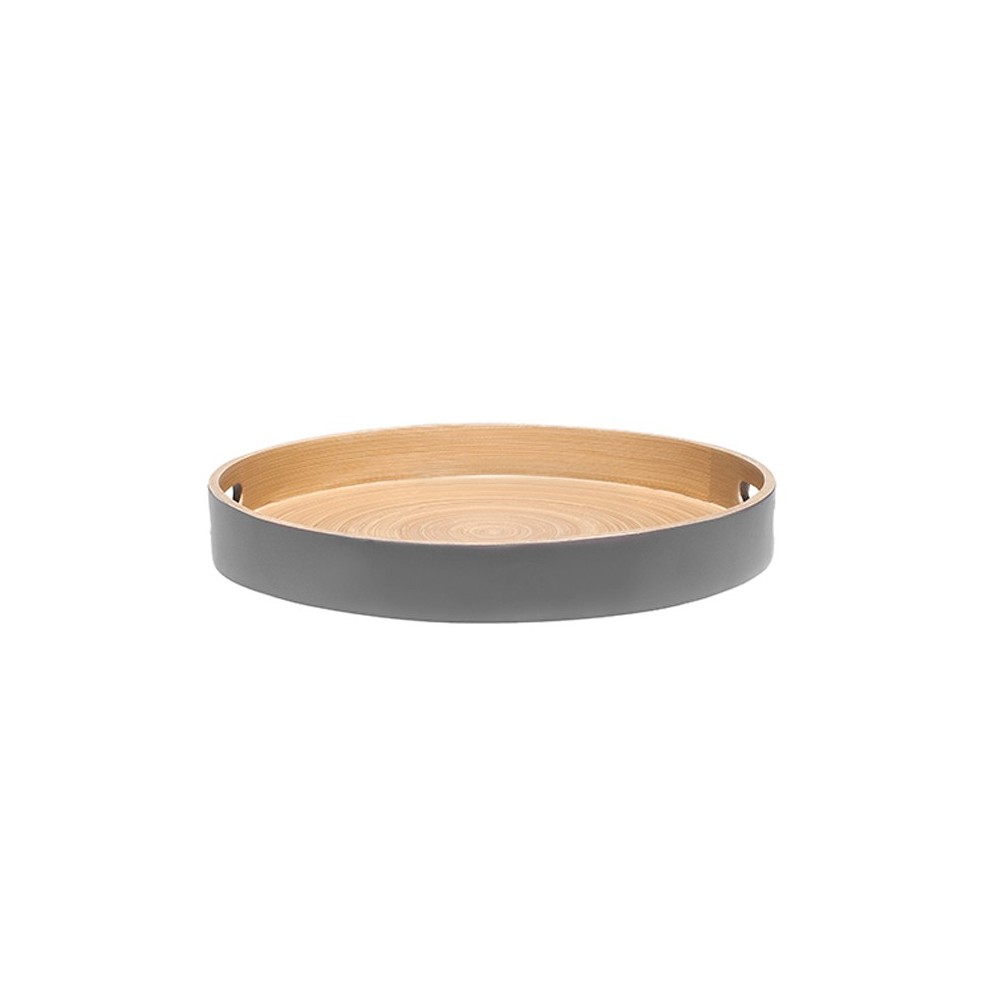 PLATEAU ROND BAMBOO NATURAL GRIS MAT 35 CM