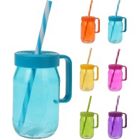 VERRE À BOIRE AVEC COUVERCLE ET PAILLE 370 ML