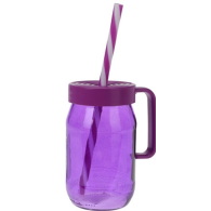 VERRE À BOIRE AVEC COUVERCLE ET PAILLE 370 ML