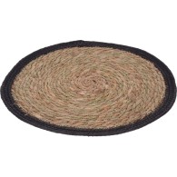 SET DE TABLE ROND 38 CM  EN PAILLE NOIR MARRON