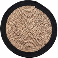 SET DE TABLE ROND 38 CM  EN PAILLE NOIR MARRON