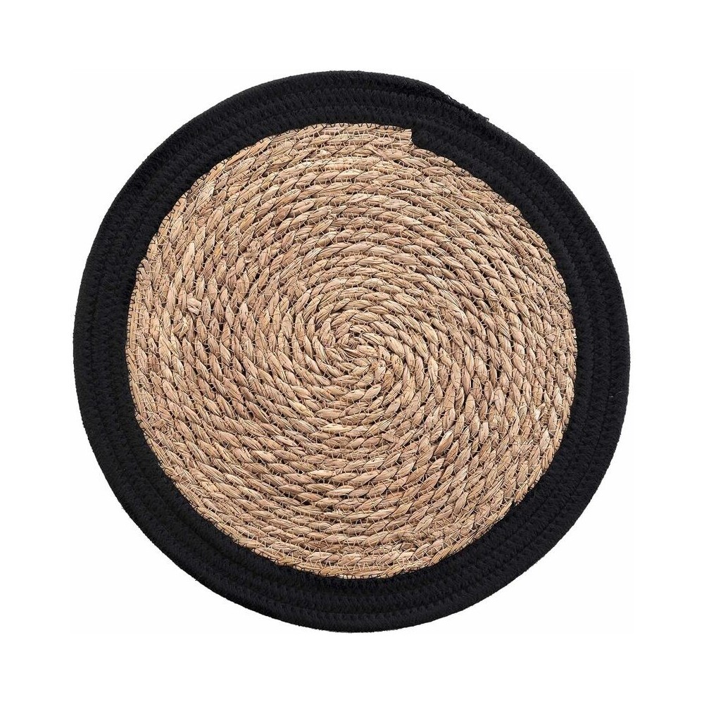 SET DE TABLE ROND 38 CM EN PAILLE NOIR MARRON SET DE TABLE ROND 38 CM EN PAILLE NOIR MARRON