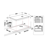 TABLE DE CUISSON WHIRLPOOL 90CM iXelium 5 FOYERS Multilevel Flame